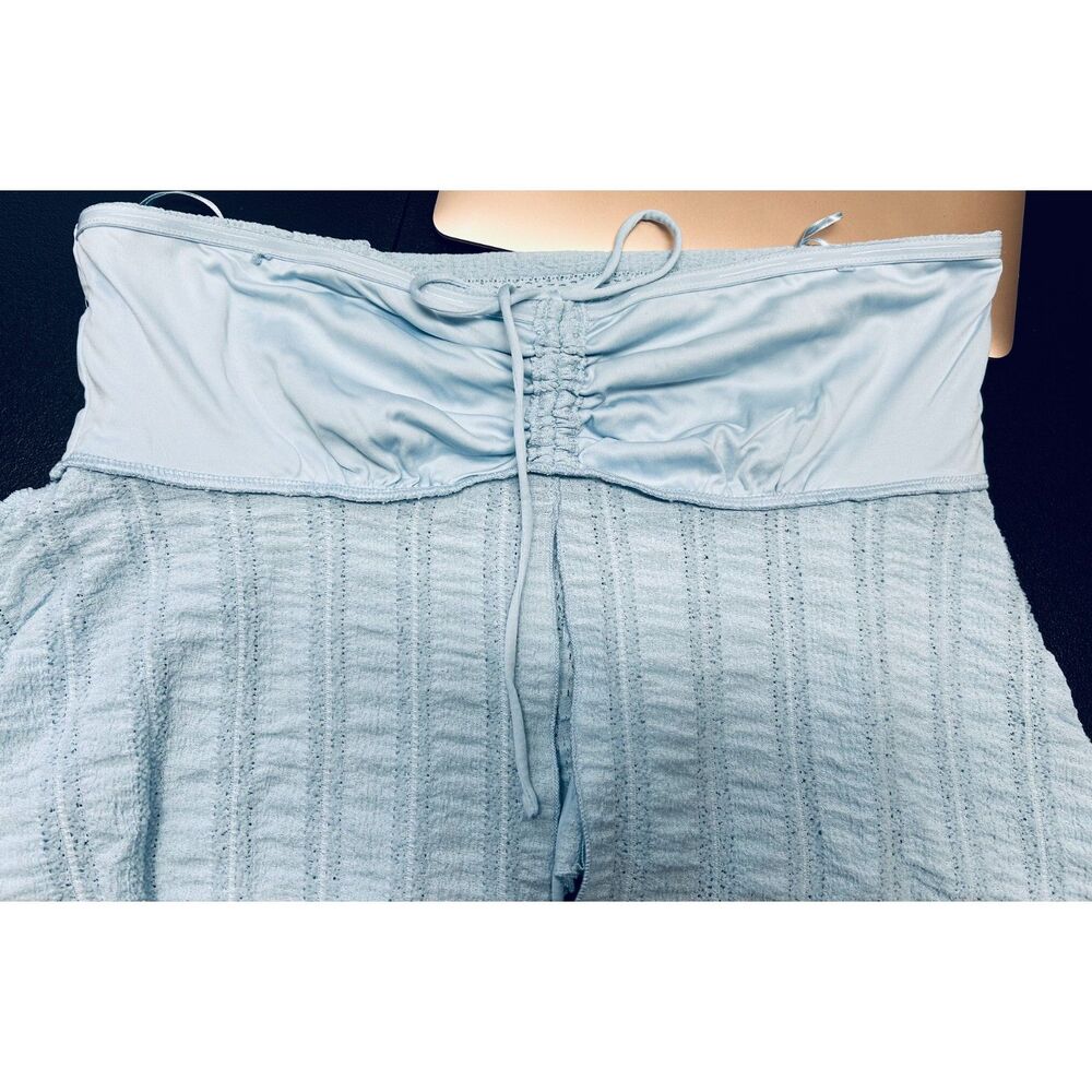 Light Blue Strapless Ruffle Hem Top - Picture 6 of 9